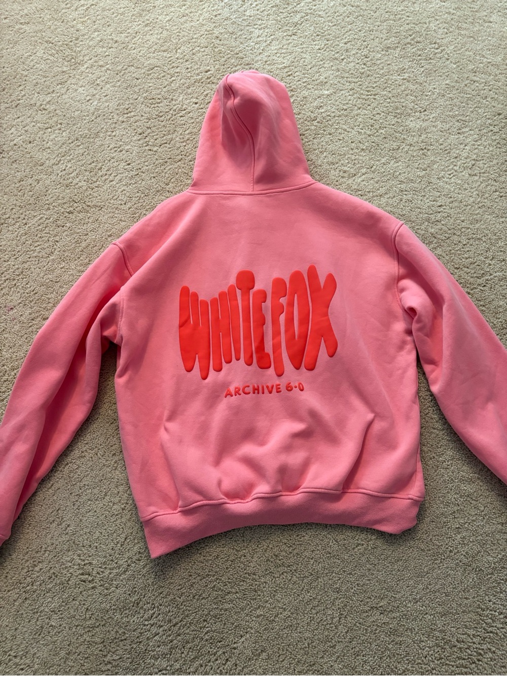 White Fox Boutique Pink Hoodie with Red Logo